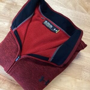 EUC Mens Under Armour Big & Tall 1/4 Zip Pullover - Red/Black‎ - 2xl